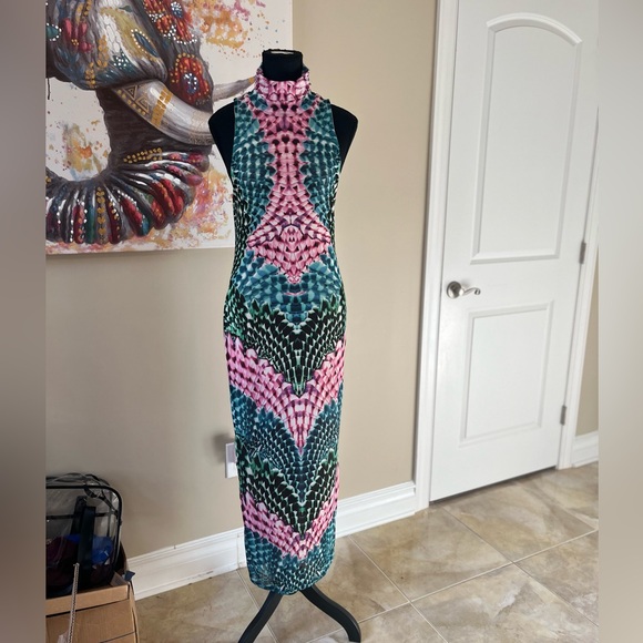 AFRM open back multicolor sleaveless mockneck dress size M - Picture 2 of 14